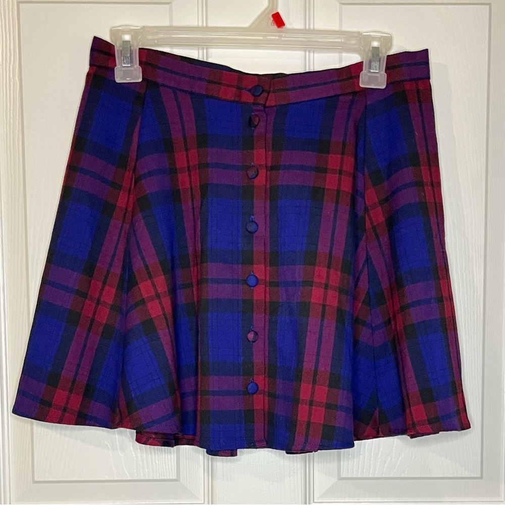Forever 21 Plaid Skater Skirt - Blue and red